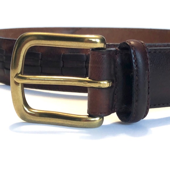 Dark Brown Solid Brass Genuine Leather Belt size 34 - Picture 3 of 12